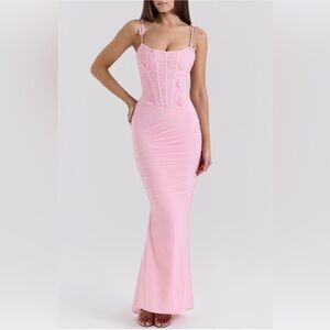 House of CB Romola applique maxi cocktail dress